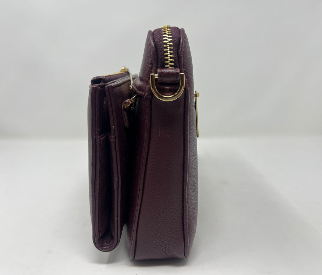 Small Crossbody Bag with Detachable Card Holder, Eggplant | Kennedi