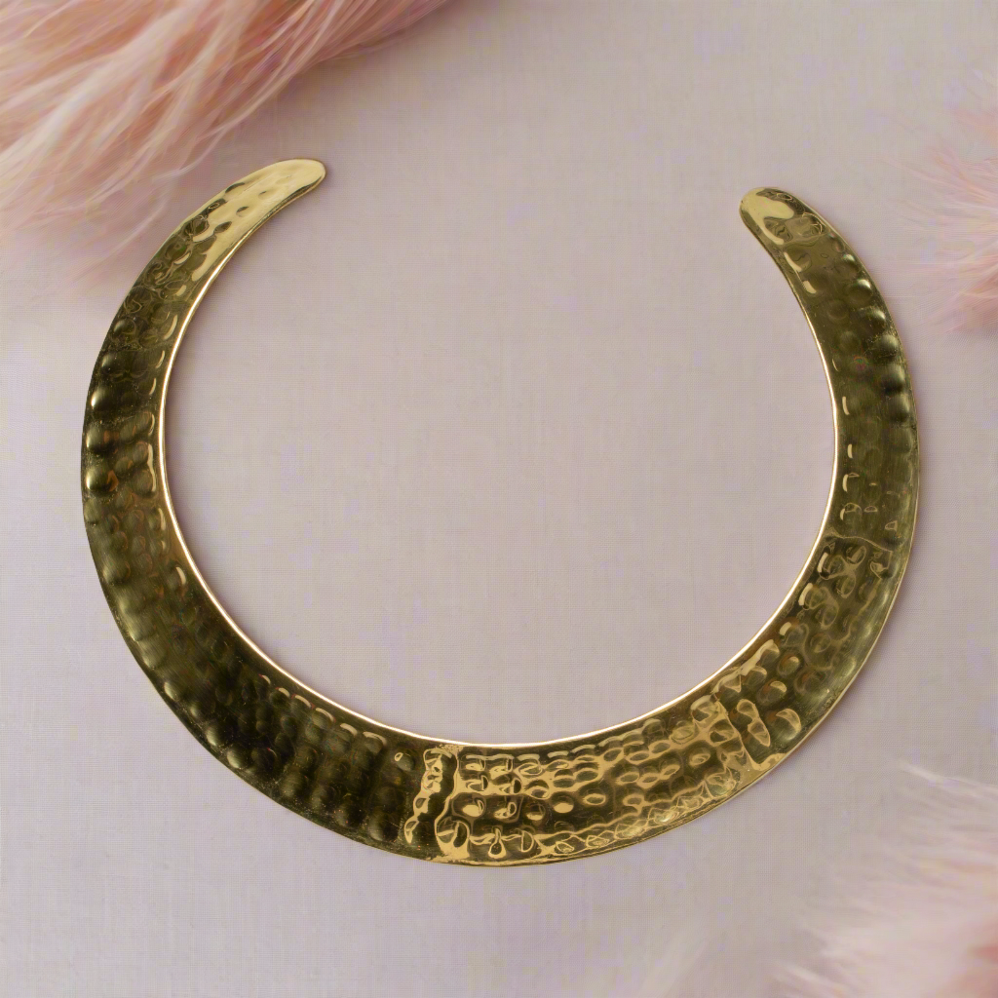 Beaten Metal Collar Necklace - Gold Colour