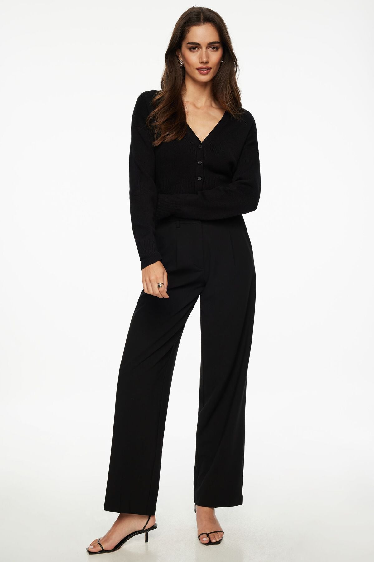 Ribbed V Neck Cardigan