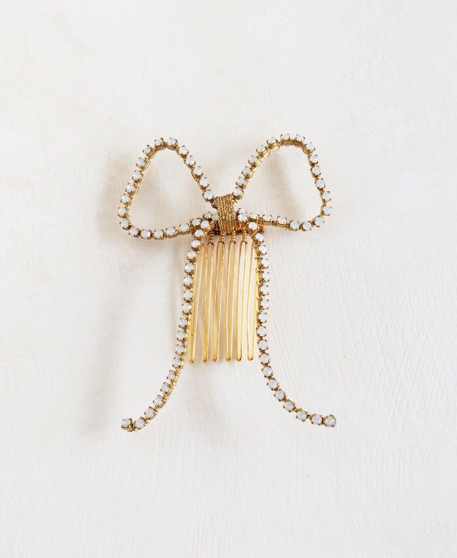 Kate crystal bow hair comb