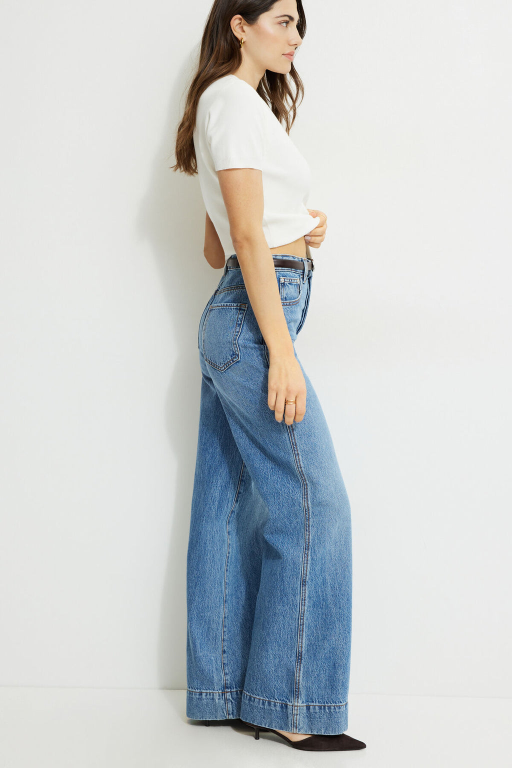 Jean Lennon taille ultra haute à jambes larges