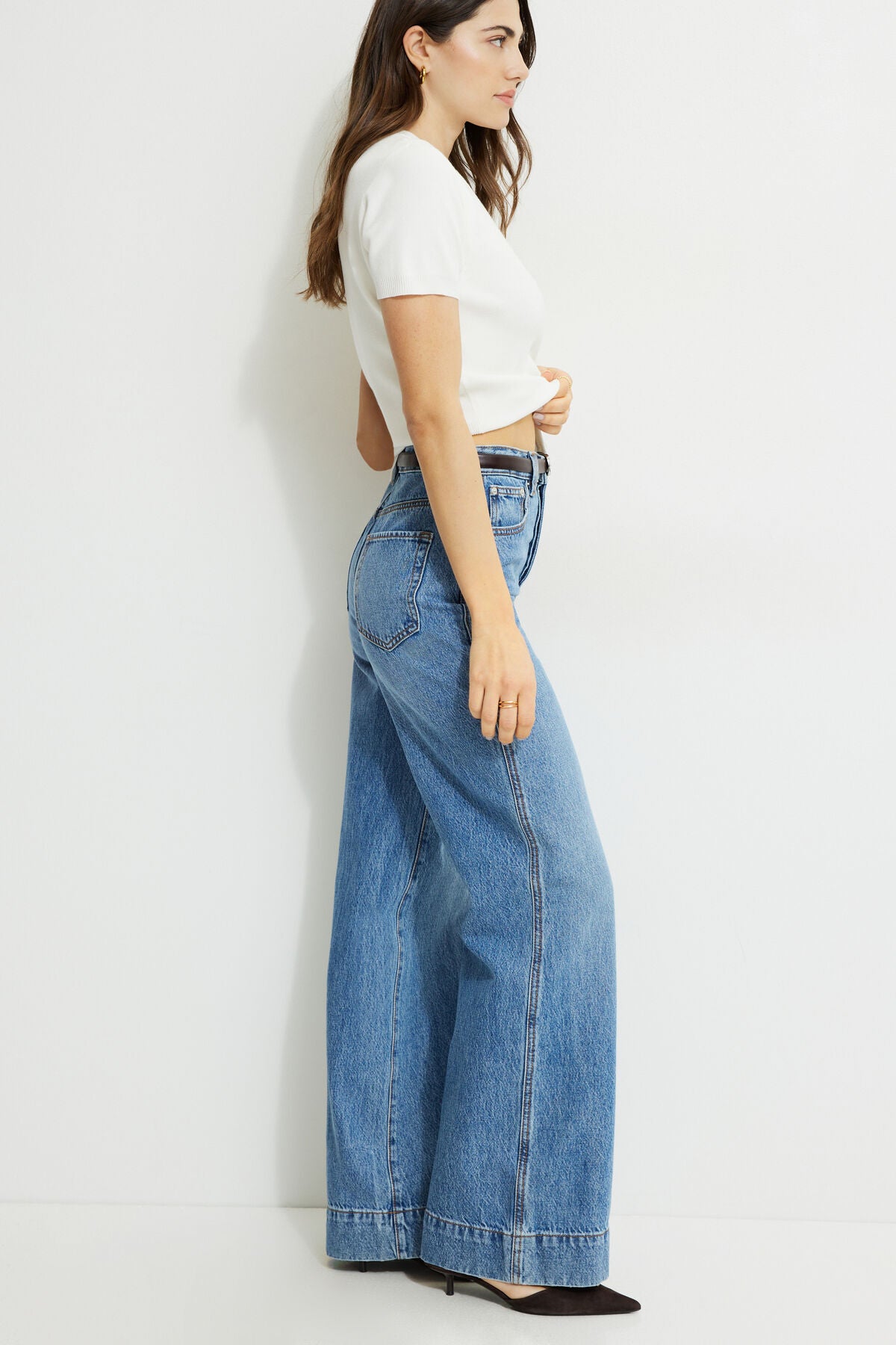 Jean Lennon taille ultra haute à jambes larges