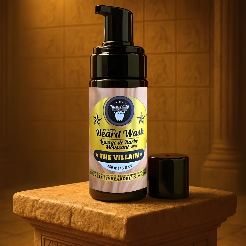 The Villain Beard Wash (150ml) – Spiced Tobacco, Fresh Leather, Cognac & Bourbon with Creamy Vanilla | Refreshing Beard Shampoo & Cleanser