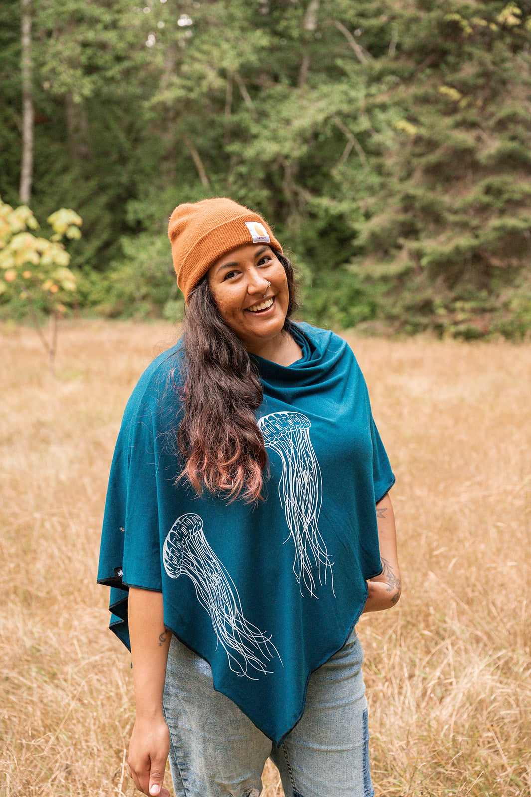 Poncho marocain à motif de méduses