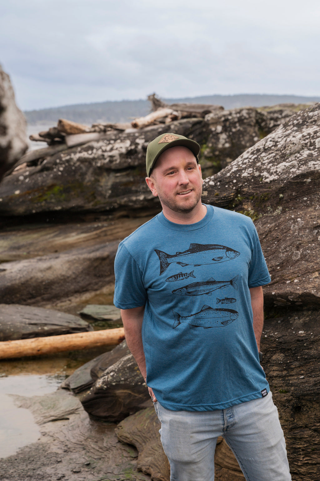 SALMON - Unisex Eco Tee - Heather Teal