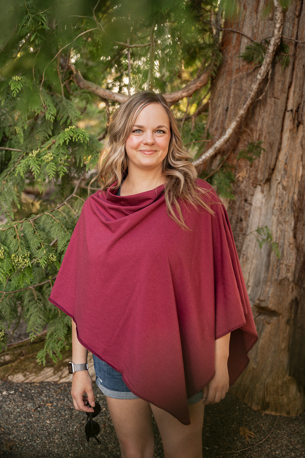 Poncho framboise