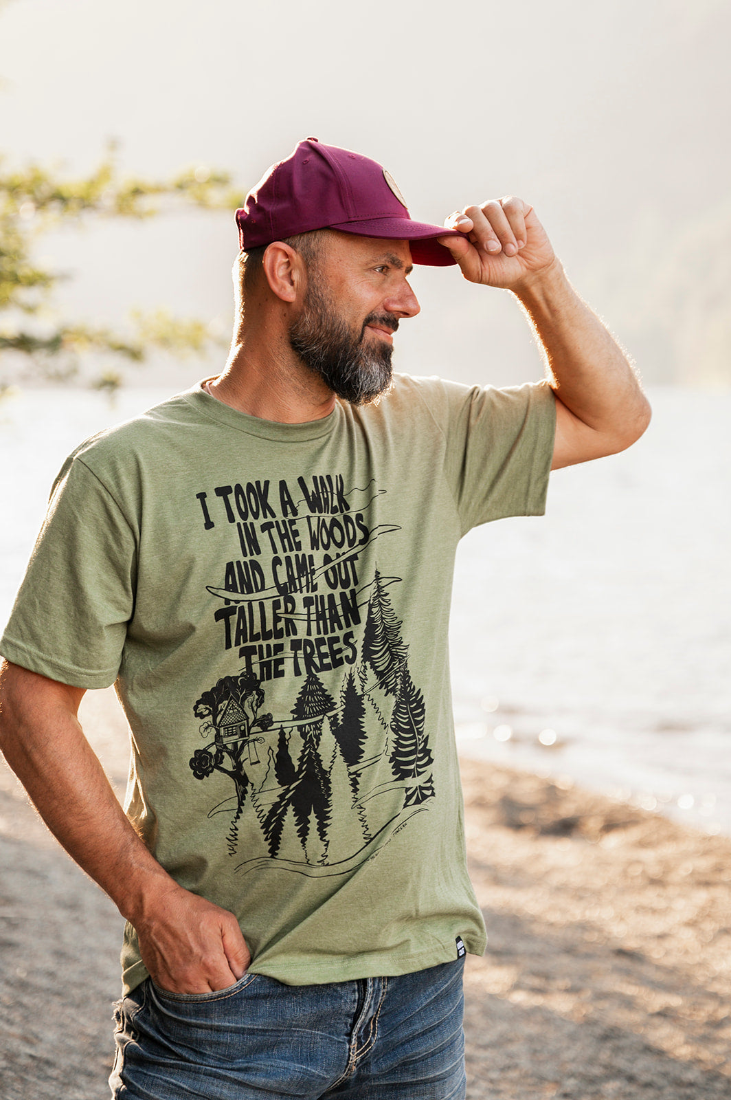 TALL TREES - T-shirt éco mixte - Vert armée chiné