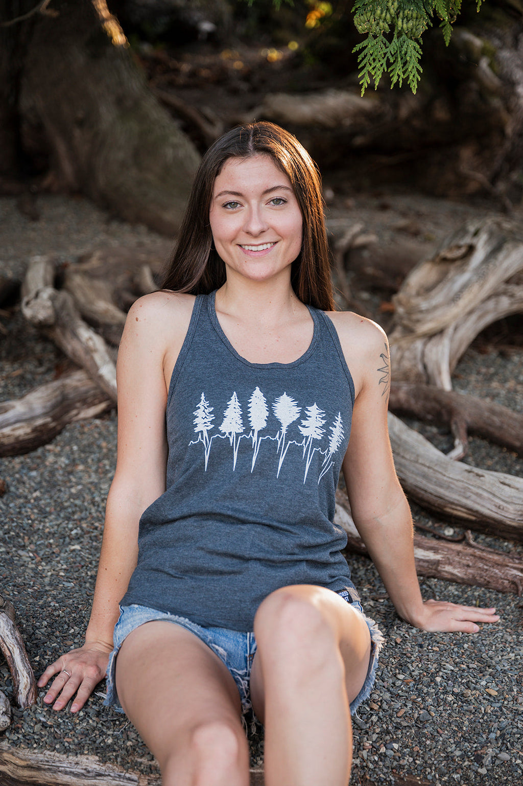 TREELINE - Women's Racerback Eco Tank Top - Charcoal