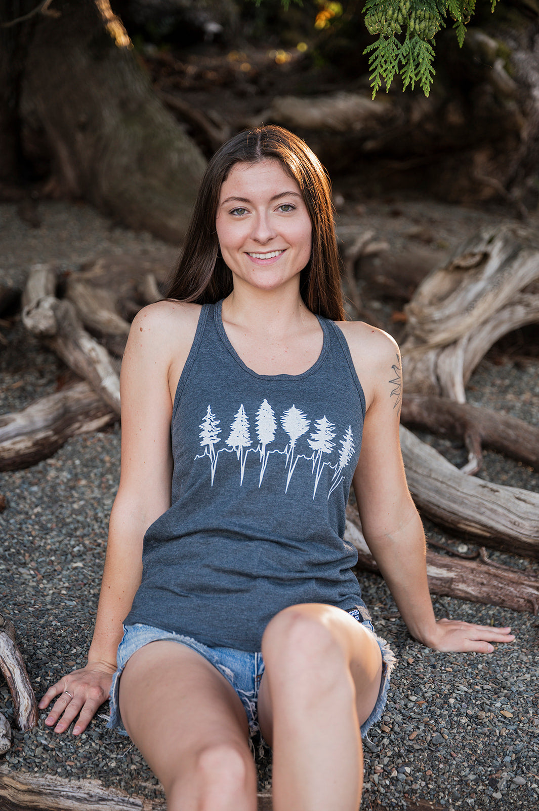 TREELINE - Women's Racerback Eco Tank Top - Charcoal