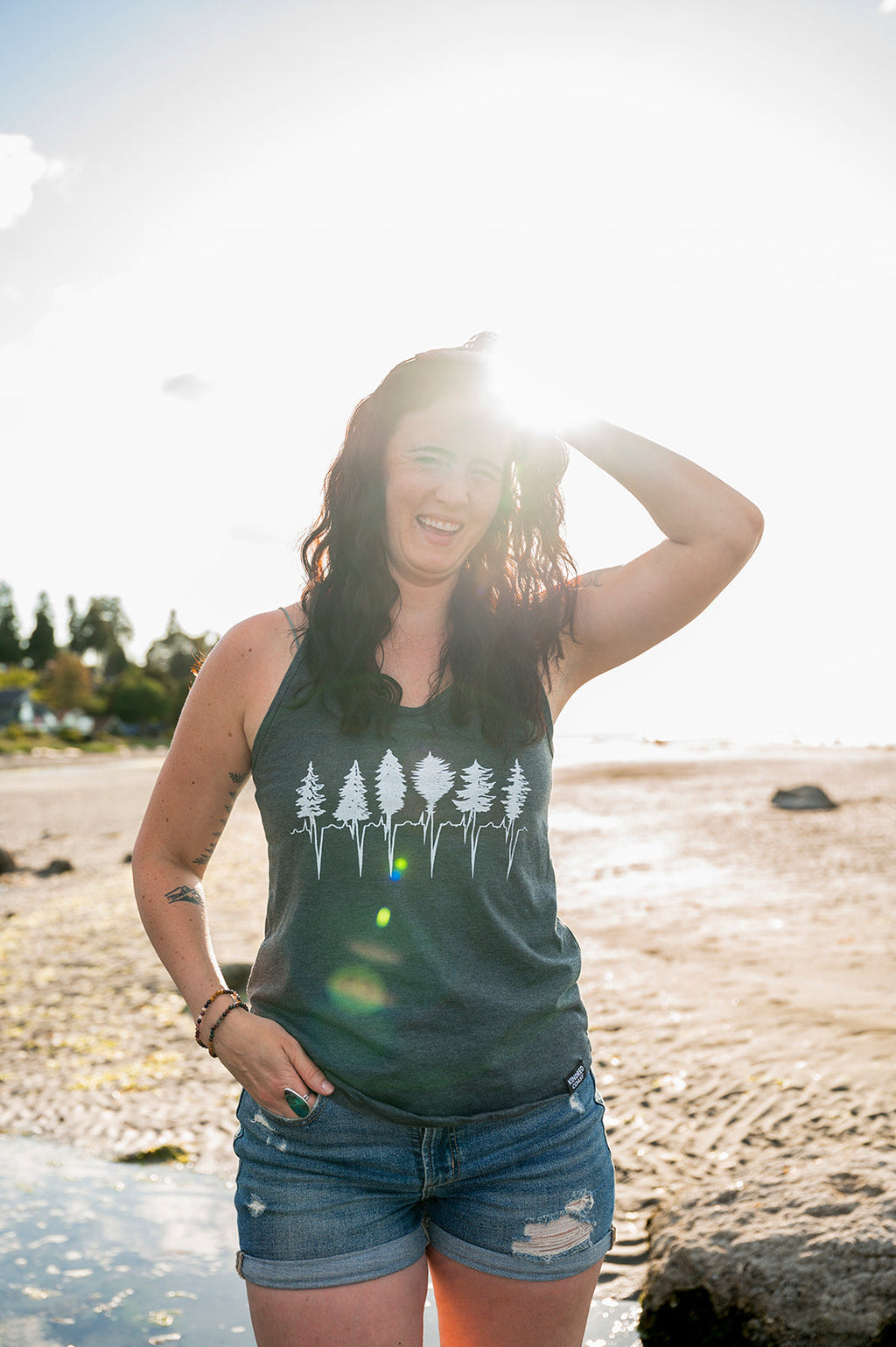 TREELINE - Women's Racerback Eco Tank Top - Charcoal