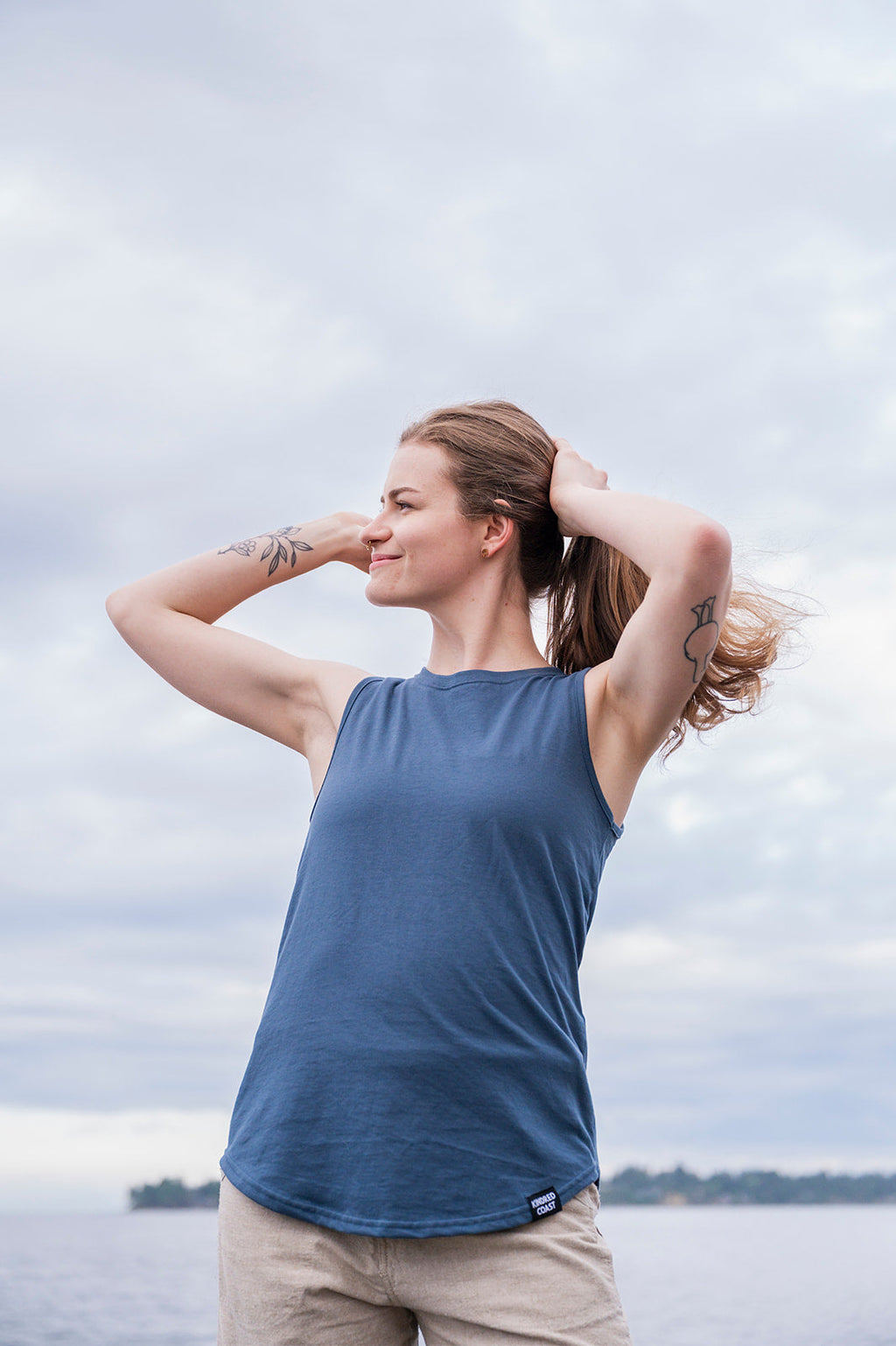 Women's Relaxed Organic Cotton Tank Top - Blank Apparel - Slate Blue