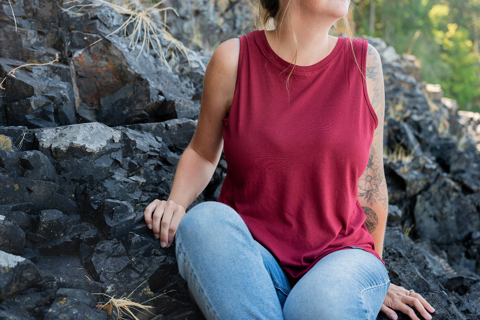 Women's Relaxed Bamboo Tank - Blank Apparel - Bordeaux Red