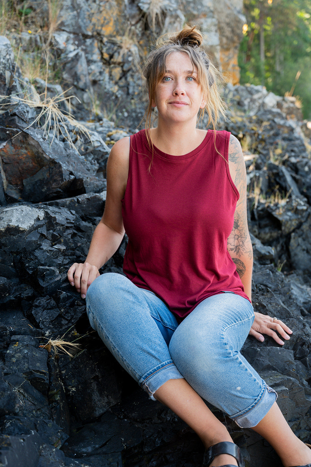Women's Relaxed Bamboo Tank - Blank Apparel - Bordeaux Red