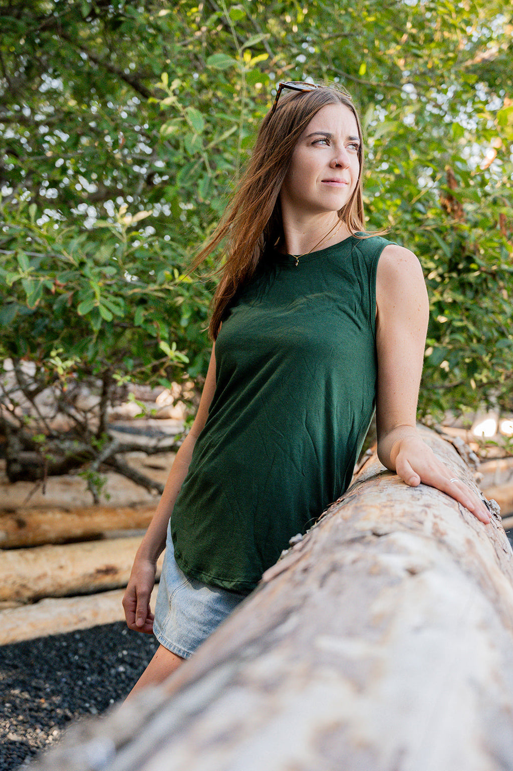 Women's Relaxed Bamboo Tank - Blank Apparel - Forest Green