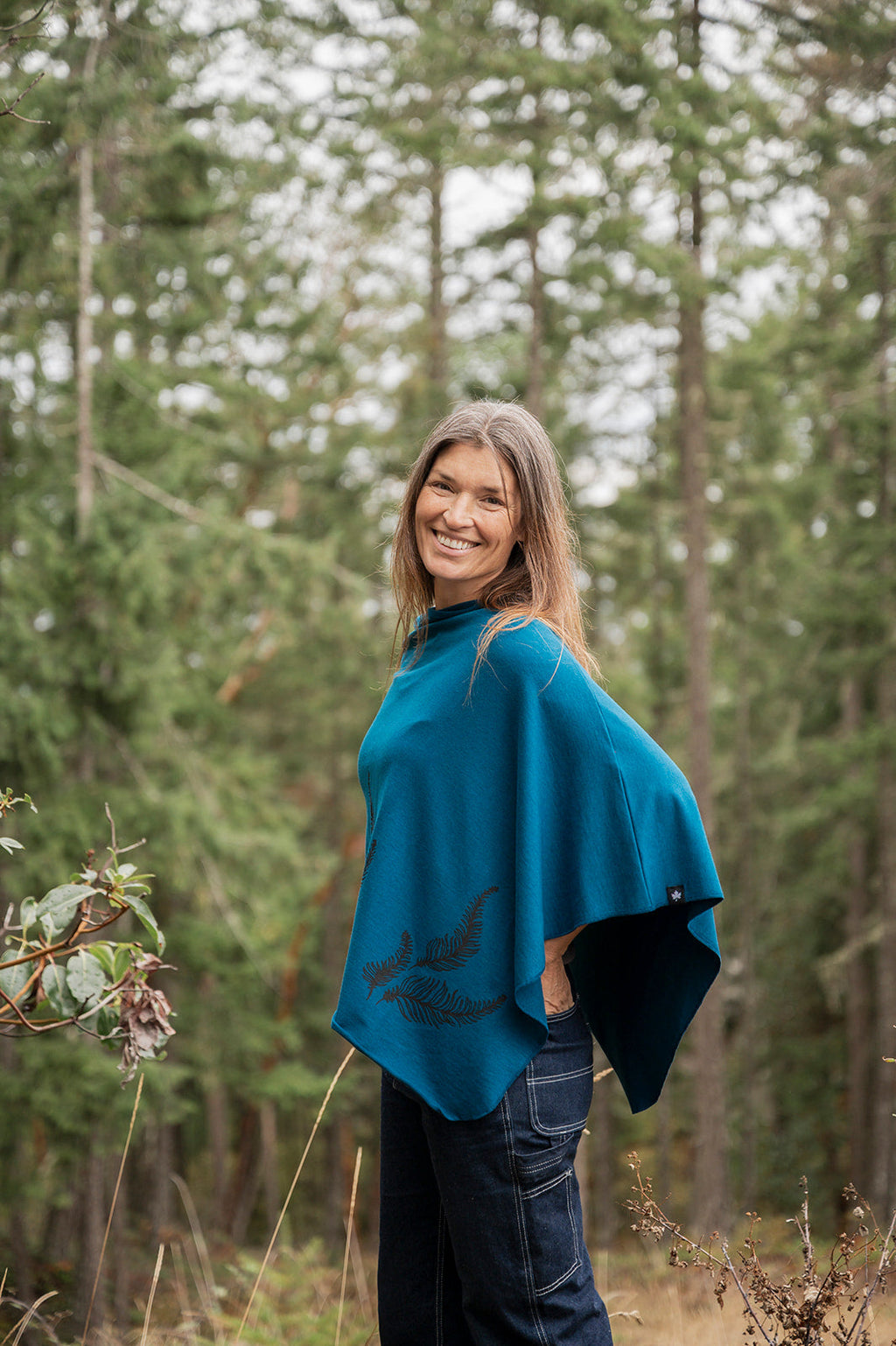 Moroccan Poncho with Fern Print