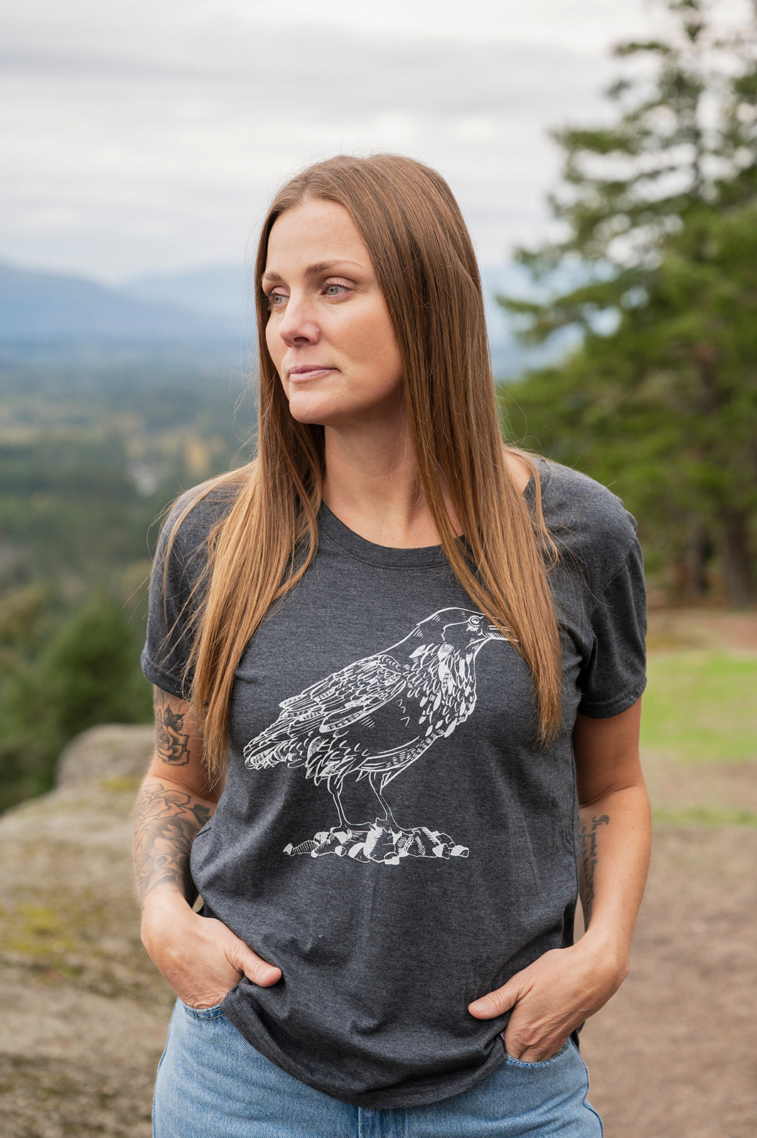 RAVEN - T-shirt éco pour femme - Anthracite chiné