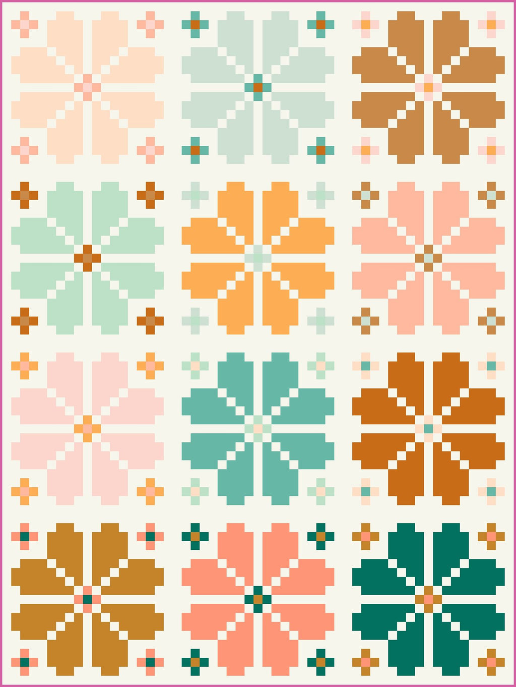 Knitted Blooms Quilt Kit - Modern Saturated Light