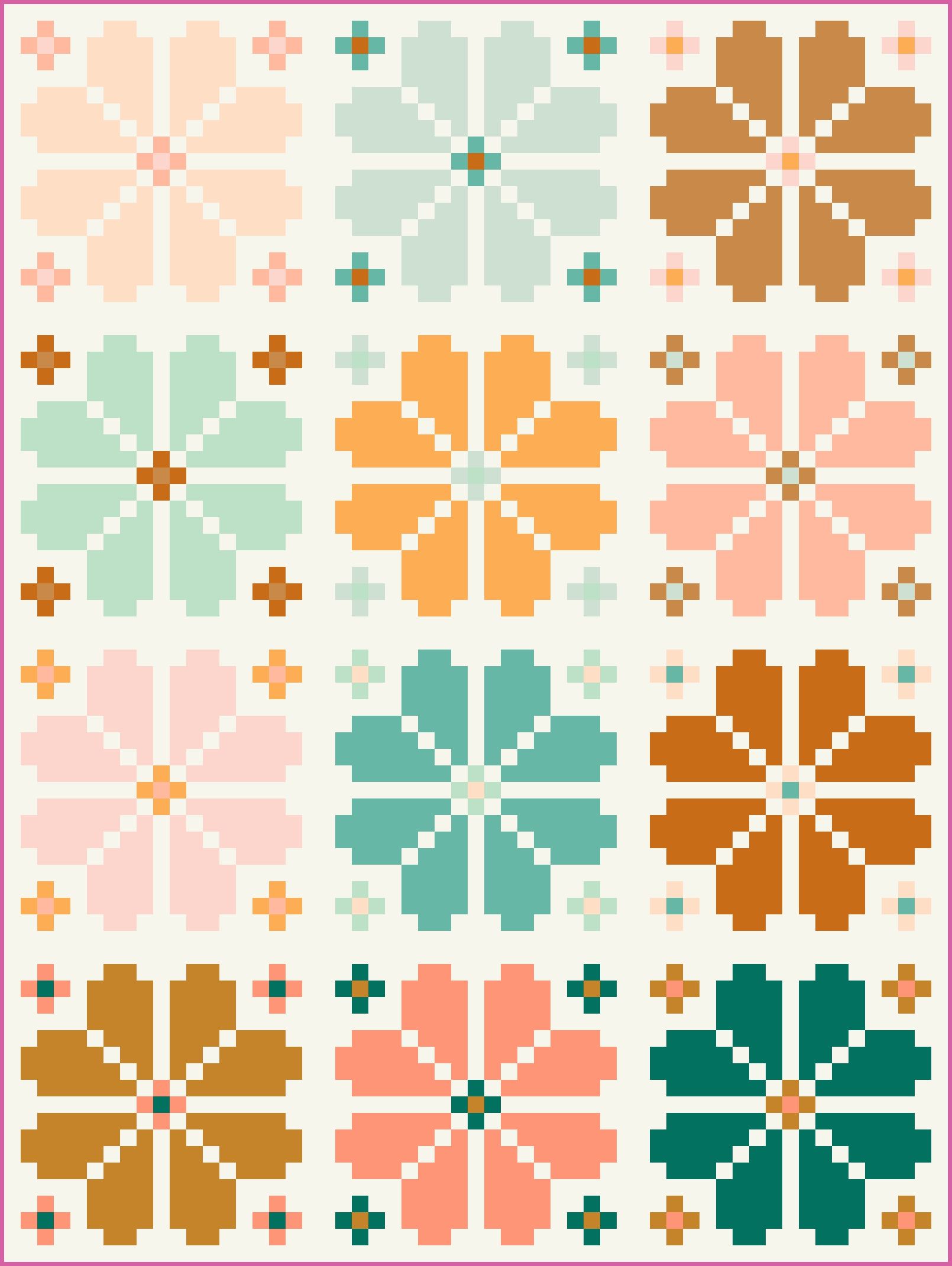 Knitted Blooms Quilt Kit - Modern Saturated Light