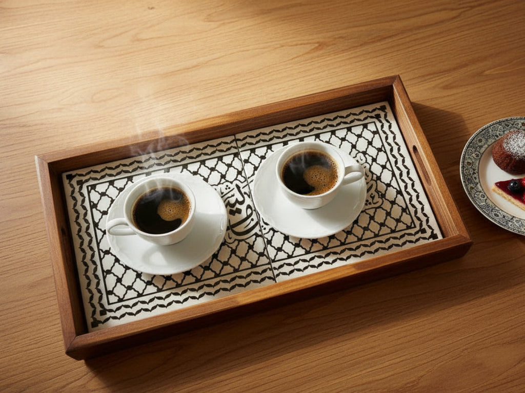 Handcrafted Palestinian Ceramic Serving Tray – Rectangular Appetizer Board