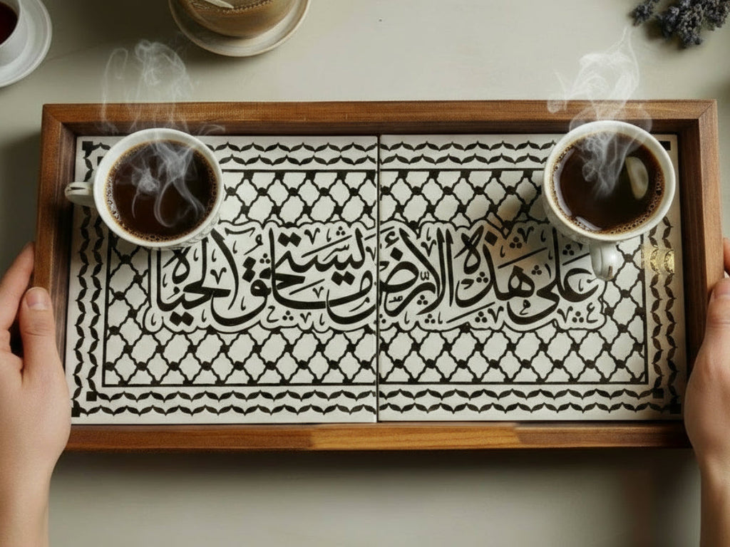 Handcrafted Palestinian Ceramic Serving Tray – Rectangular Appetizer Board