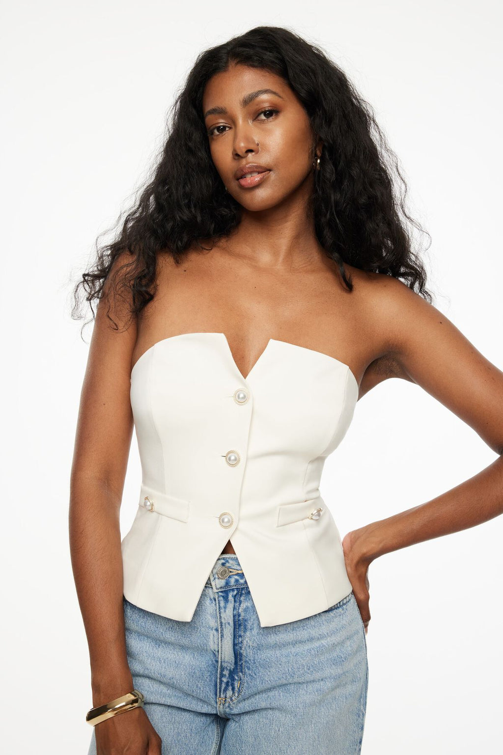 Haut tube corset boutonné