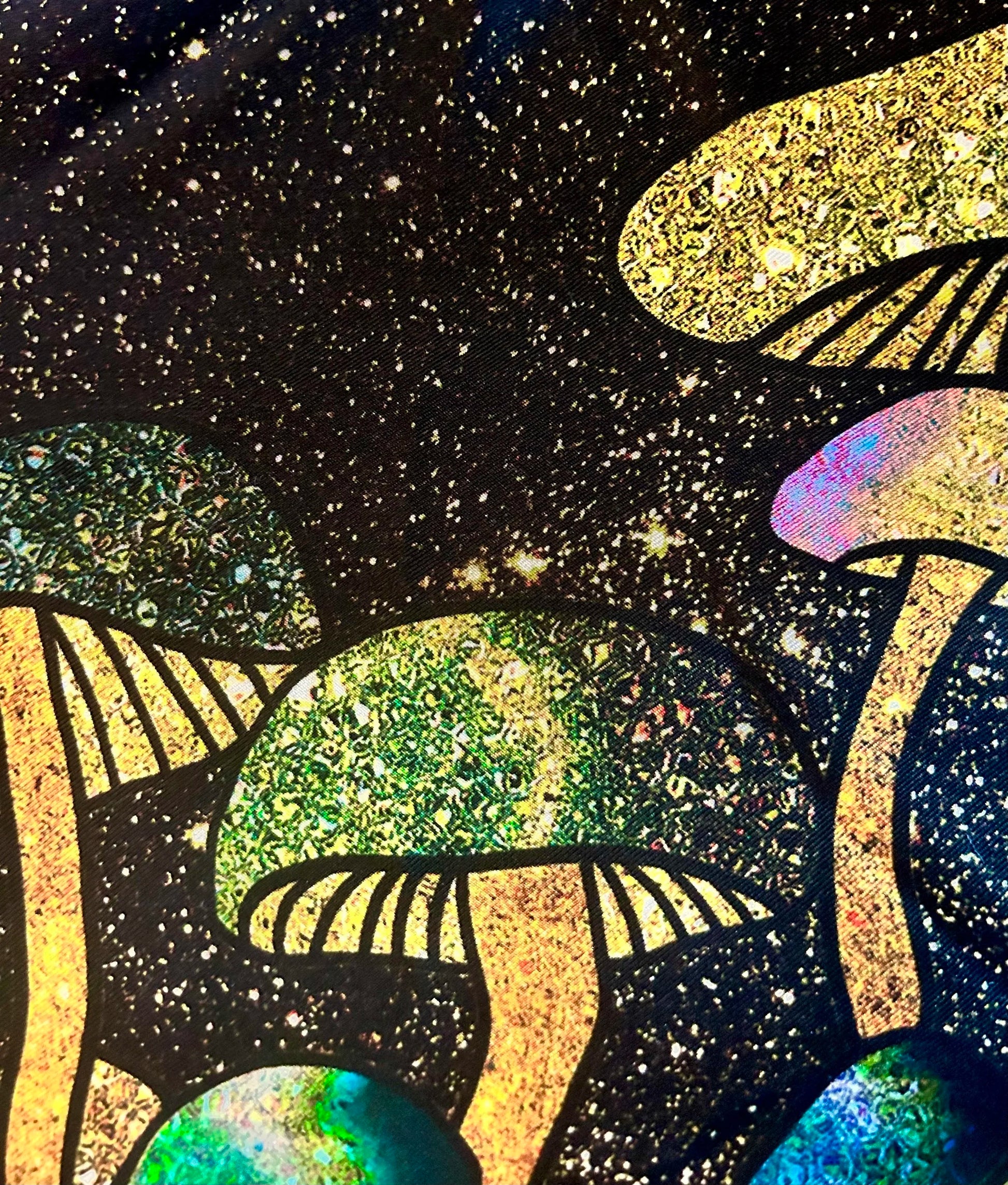 pantalon en soie aux champignons cosmiques 