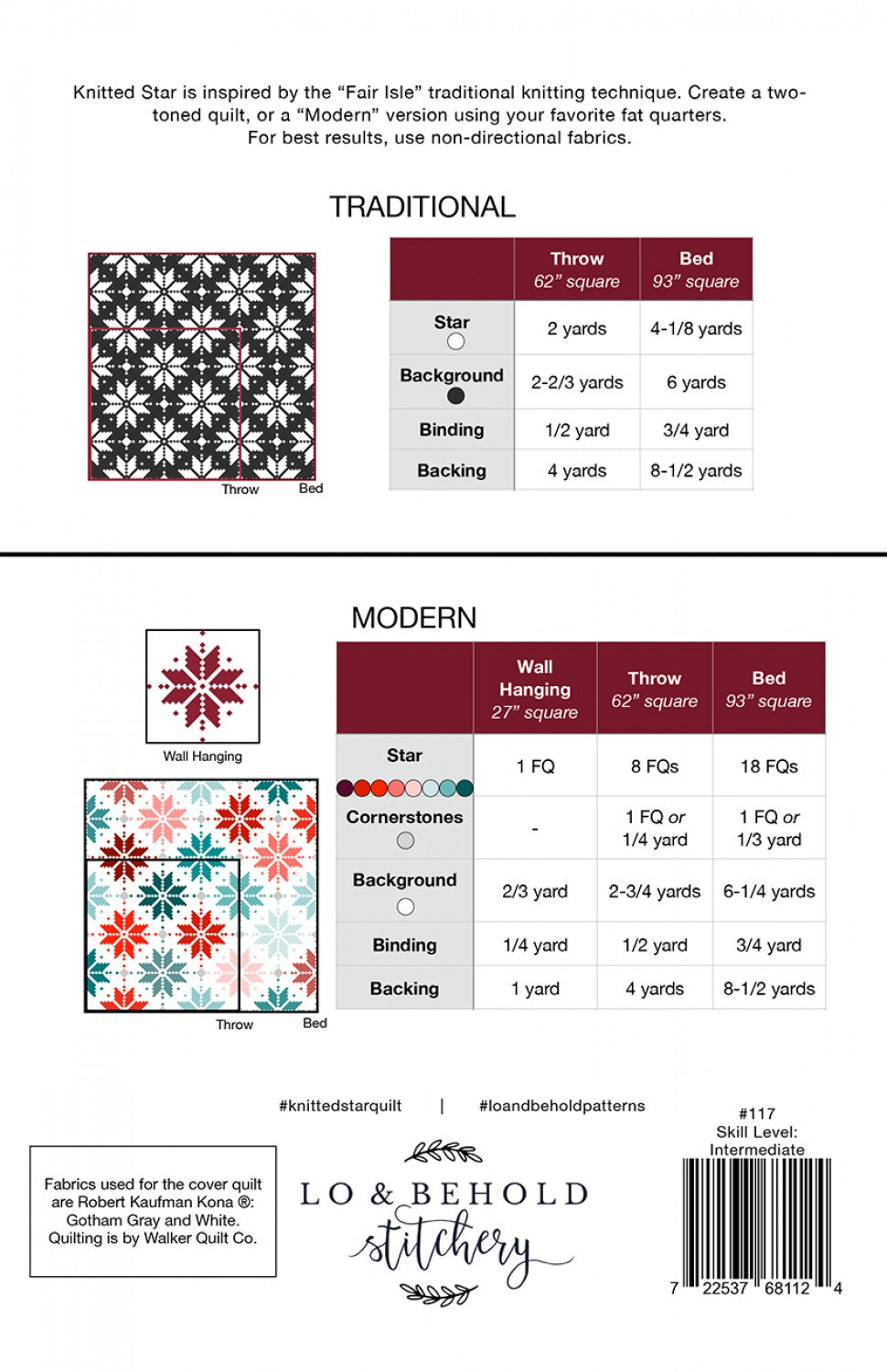 Lo & Behold Stitchery - Knitted Star - Quilt Pattern