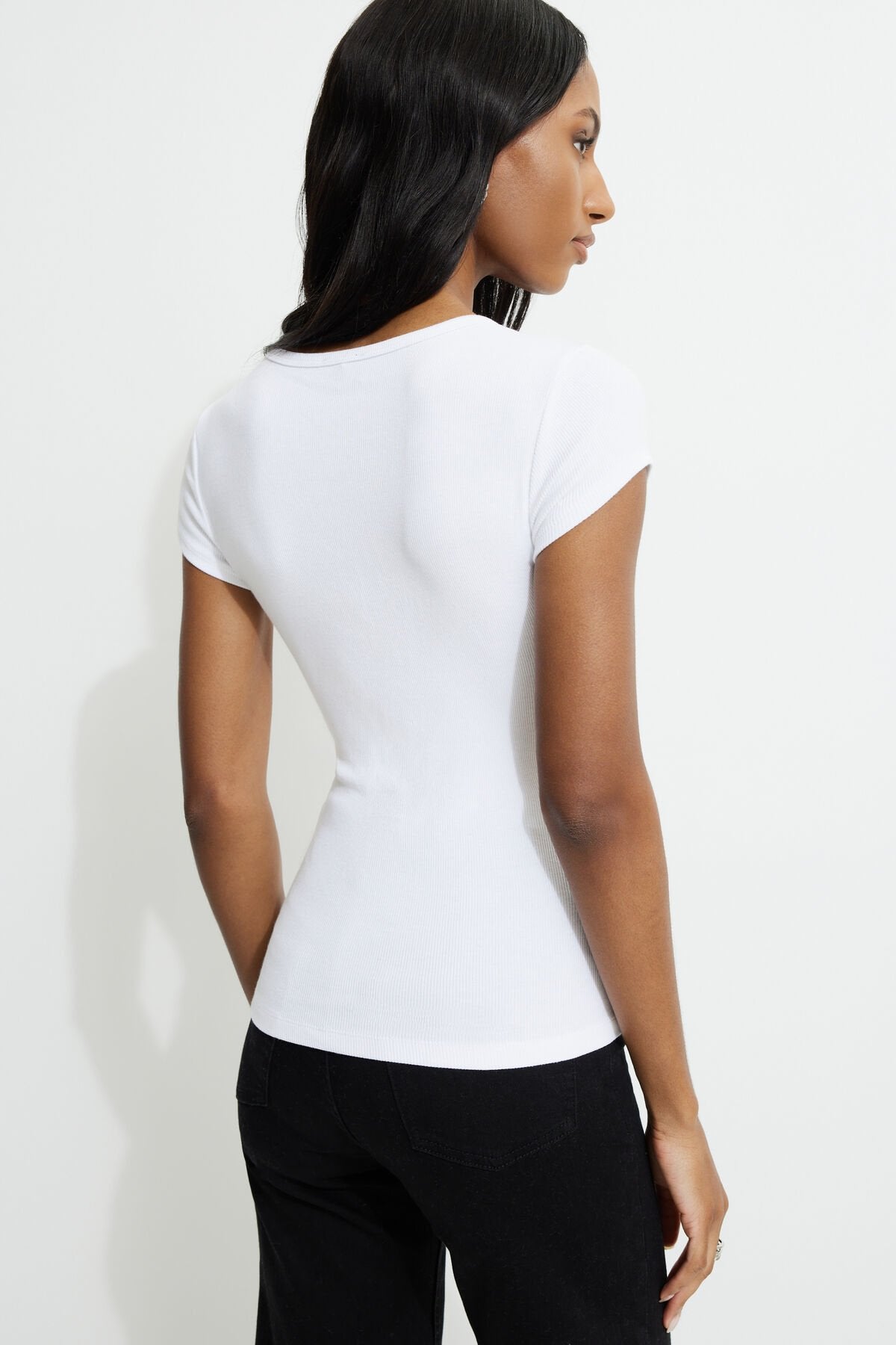 Olive Ribbed Hip T Shirt