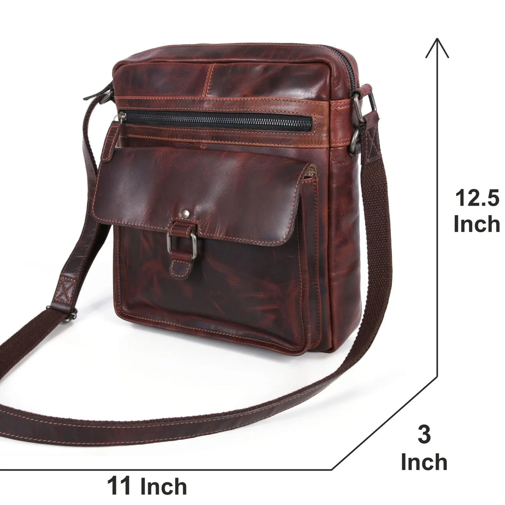 Manhattan Leather Satchel | Buffalo Leather Crossbody Bag for Men & Women