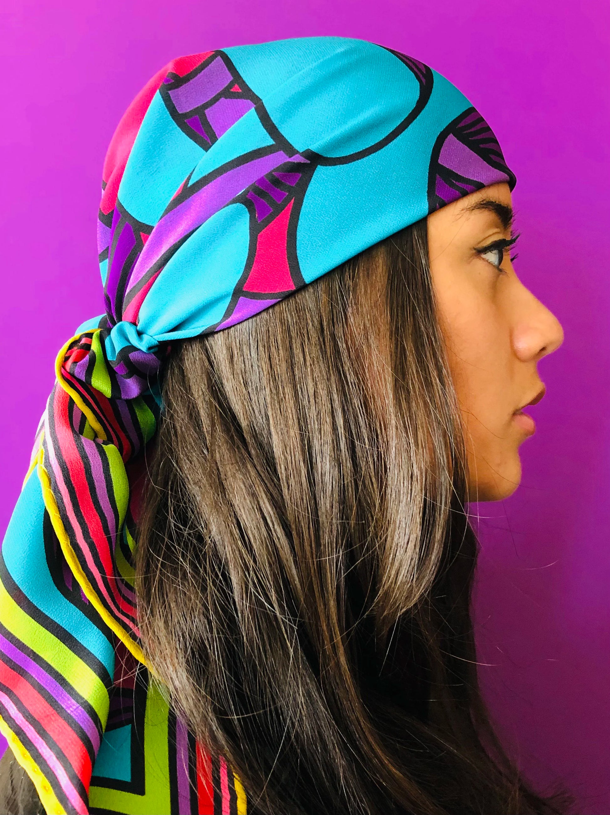 foulard en soie de jardin de champignons à tête bleue