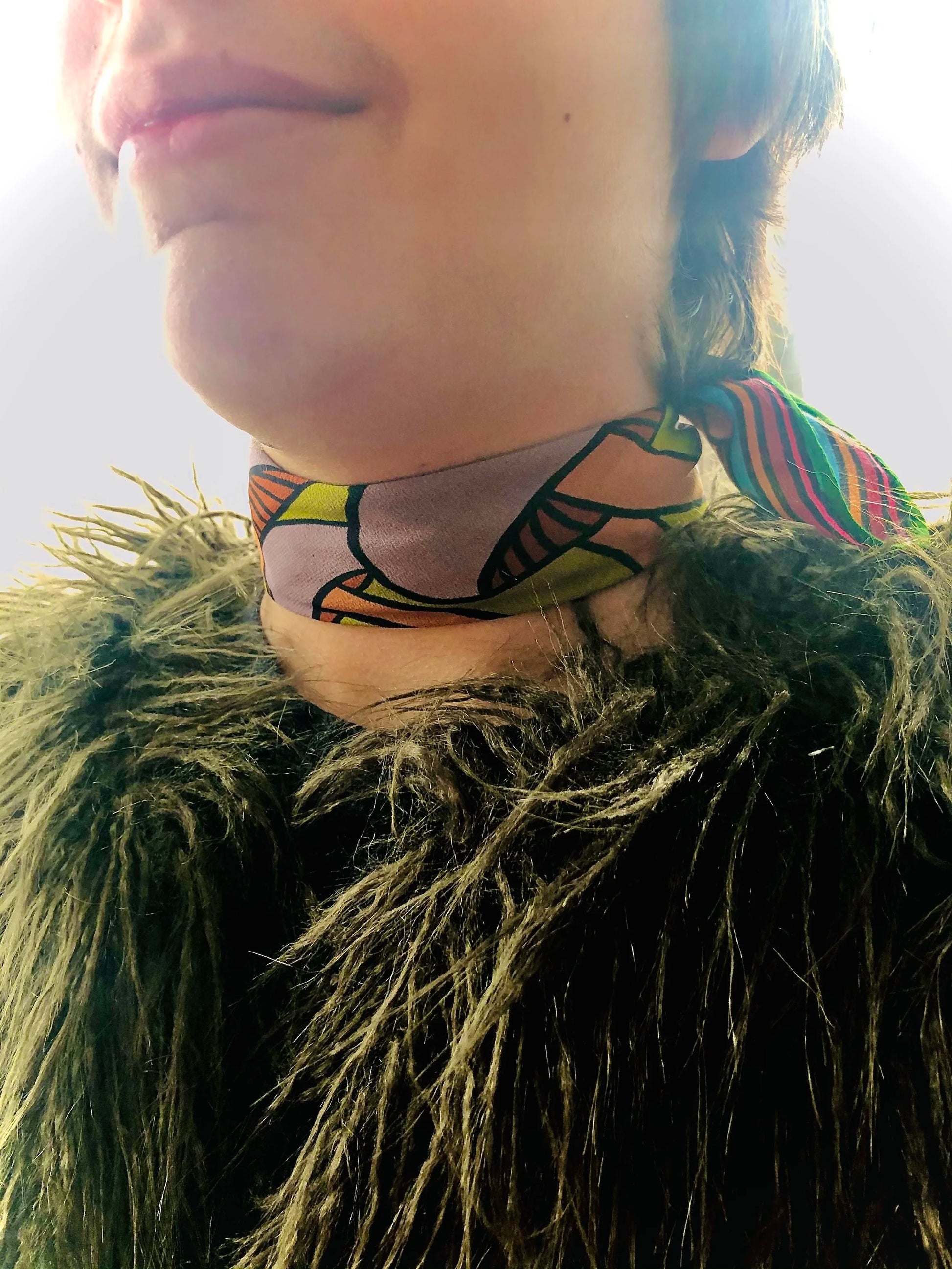 purple headed shroom garden silk scarf