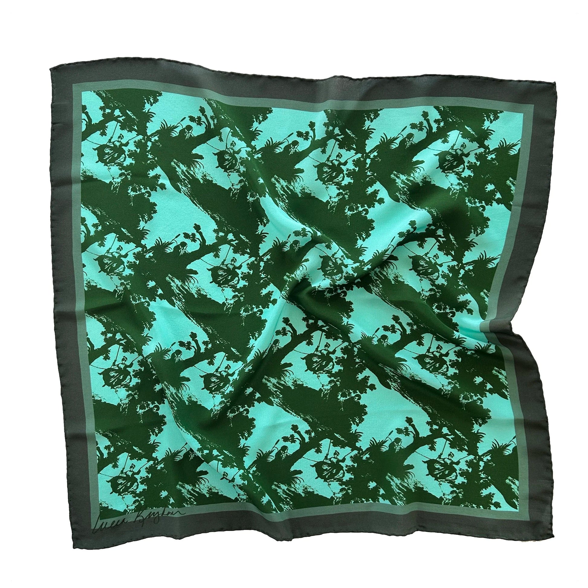 pop toile aqua silk scarf