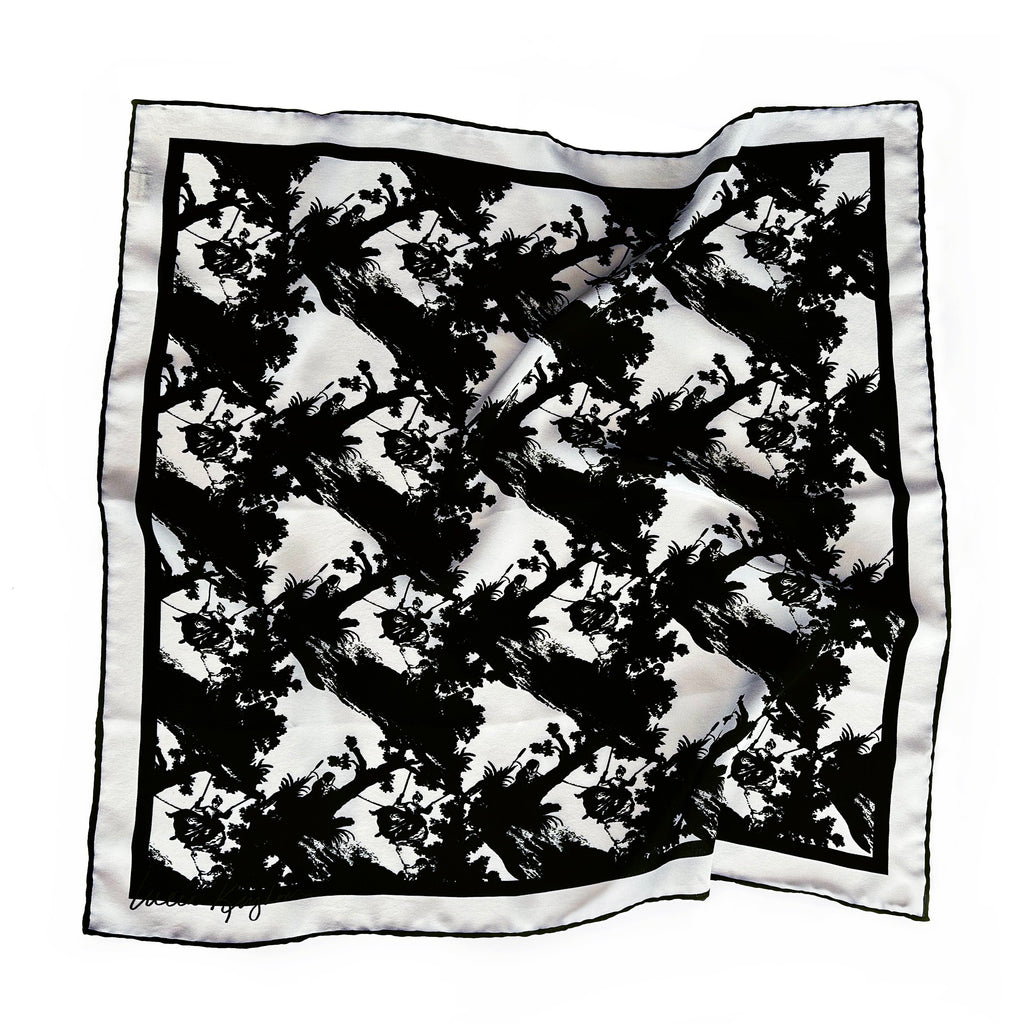 pop toile b&w silk scarf
