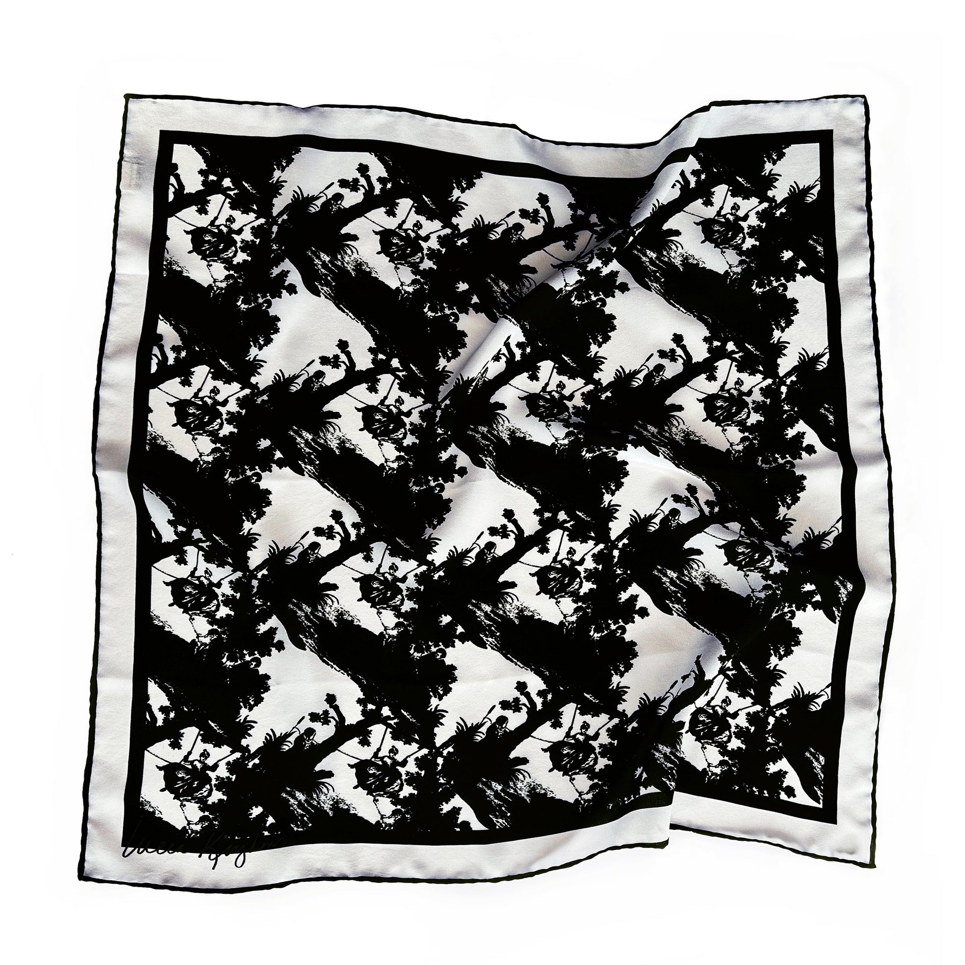 pop toile b&w silk scarf