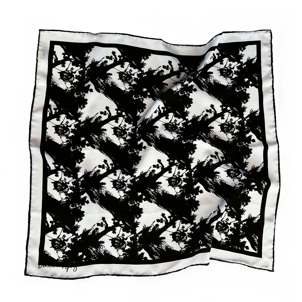 pop toile b&w silk scarf