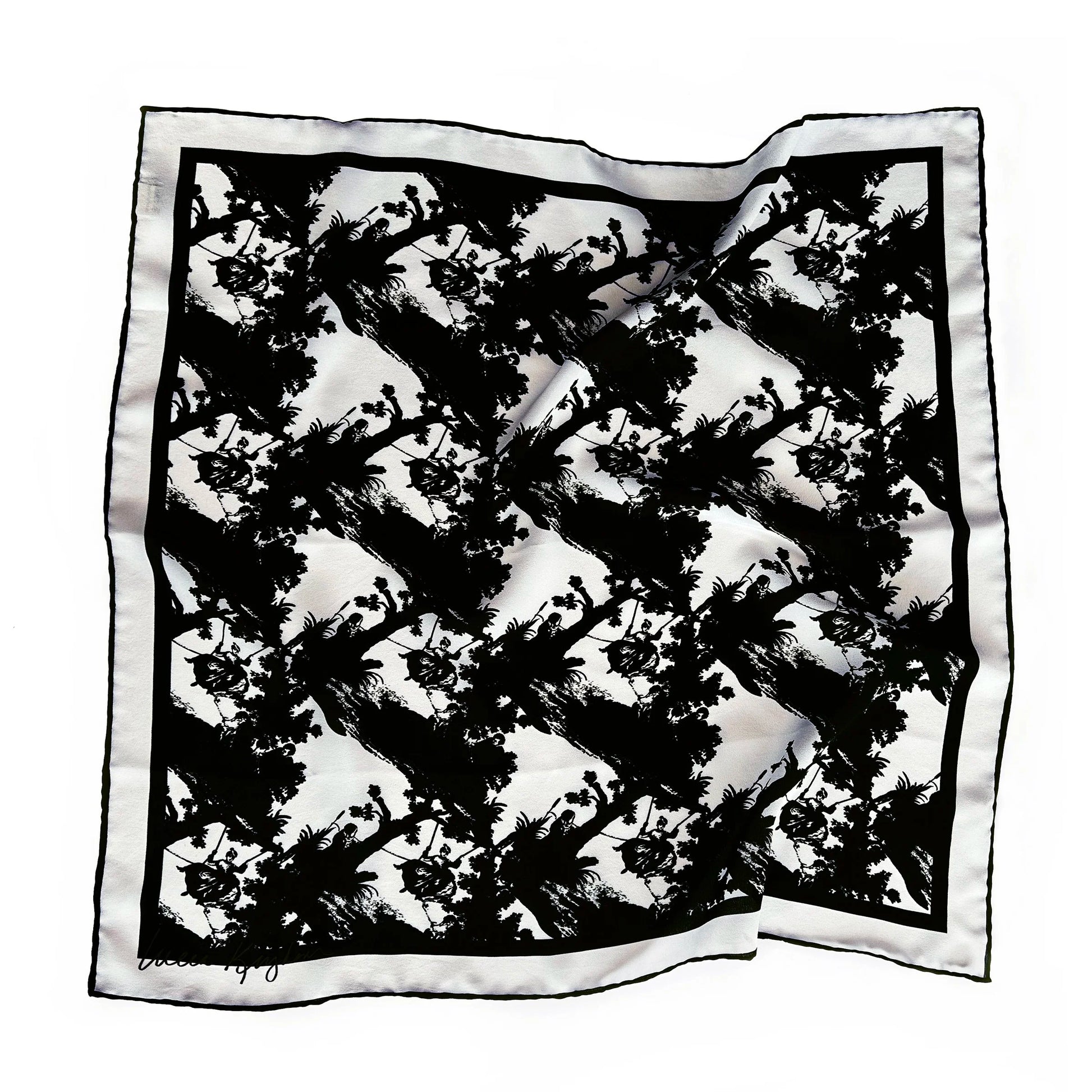 pop toile b&w silk scarf