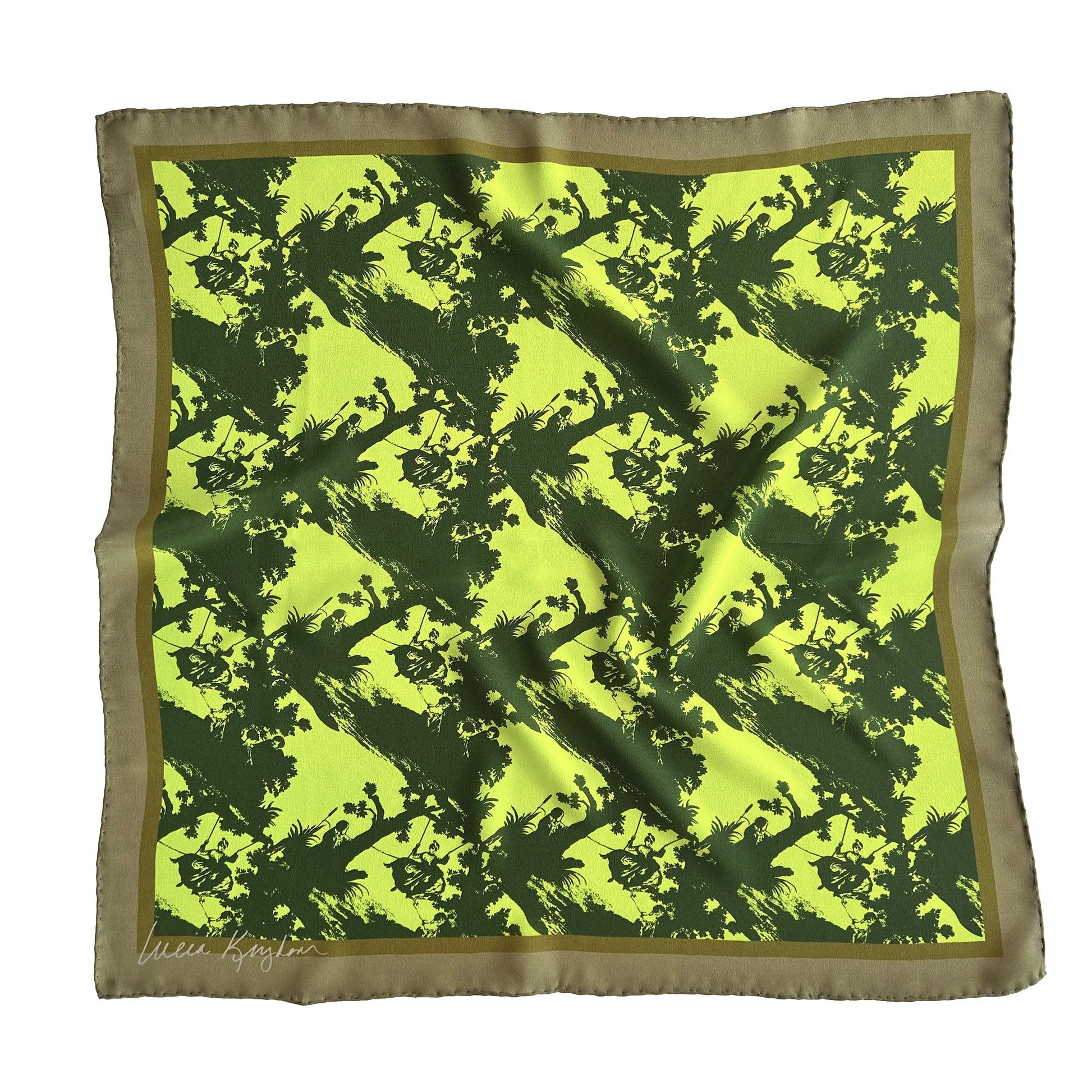pop toile lime silk scarf