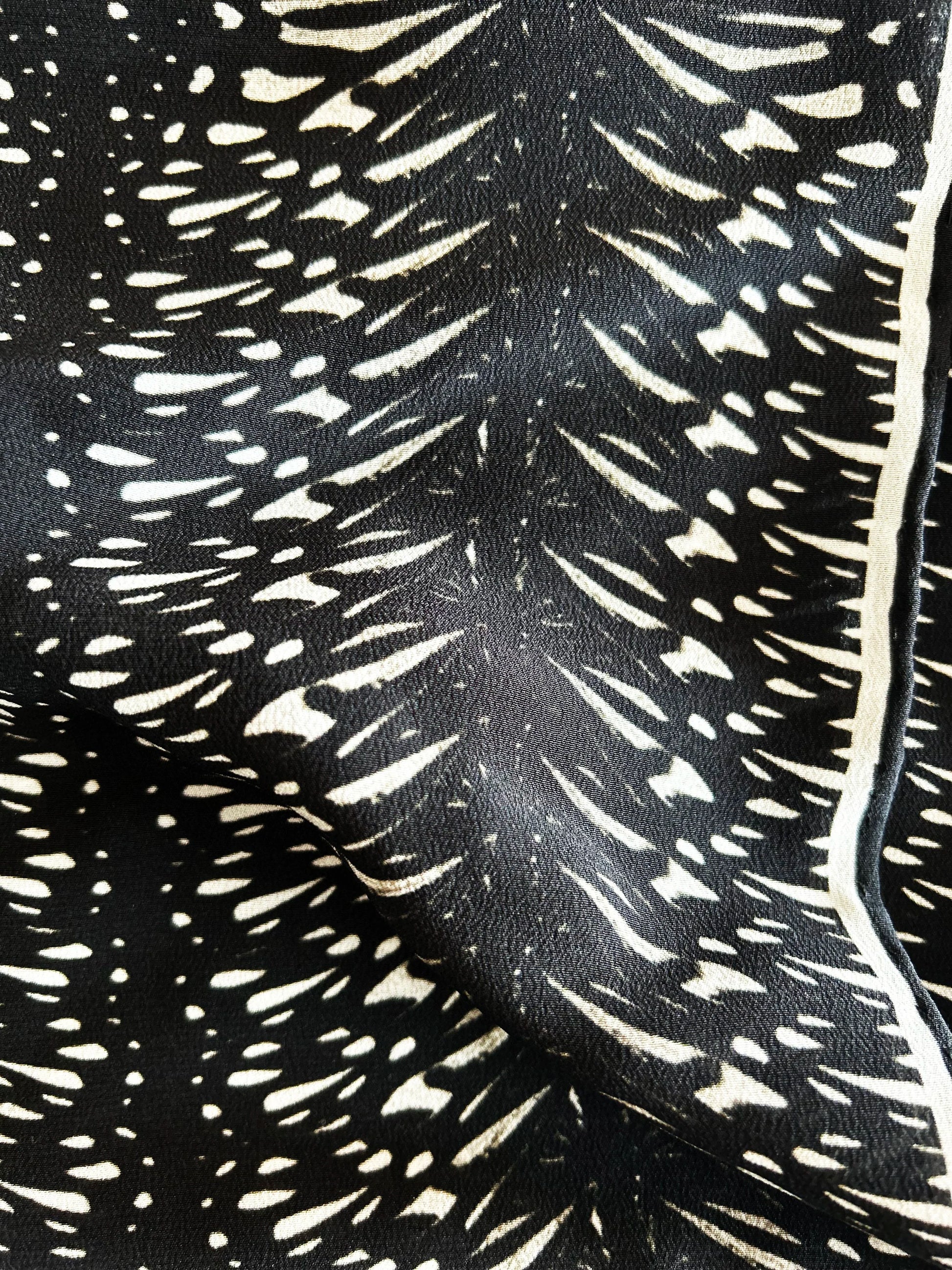 b&w flutter stripe silk scarf