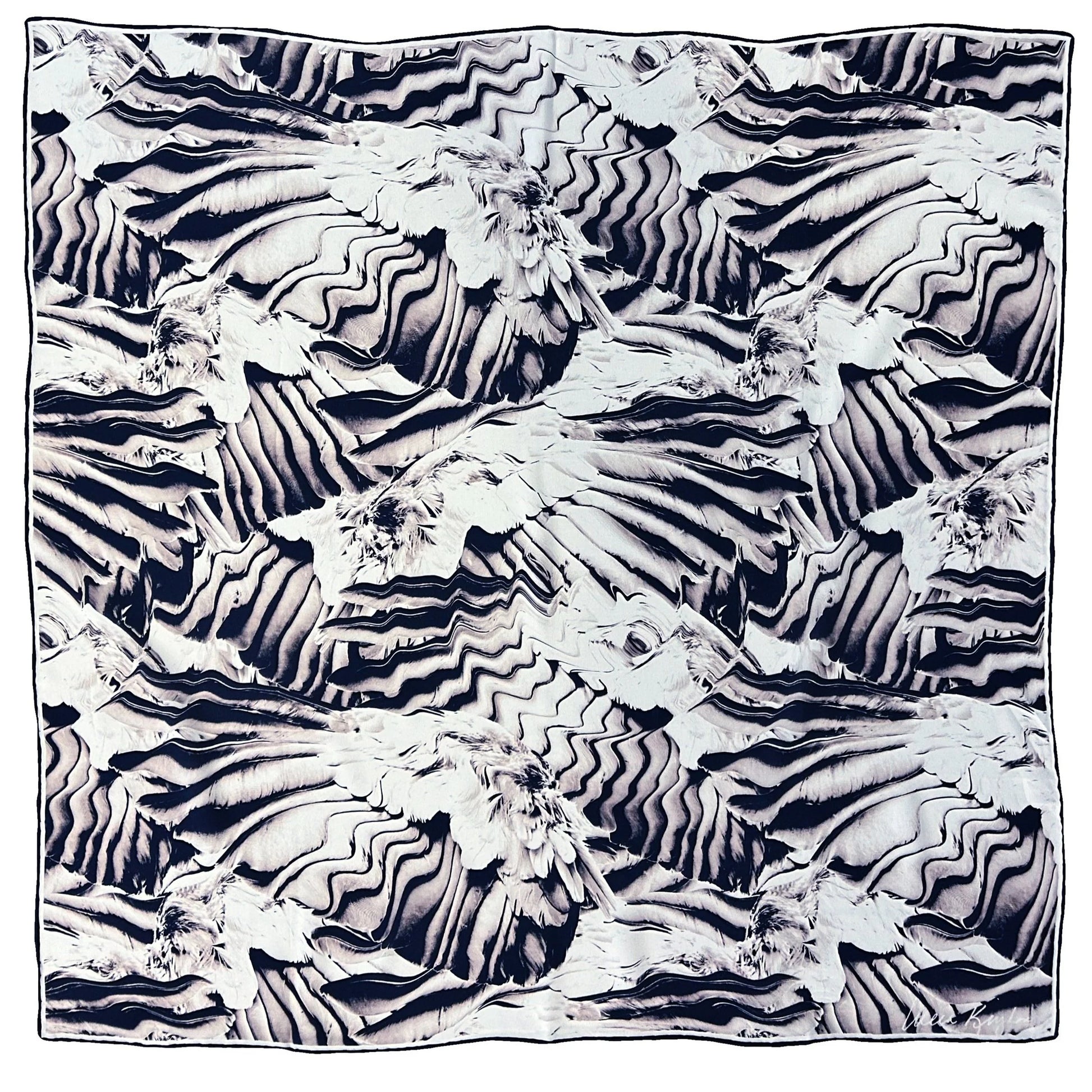 b&w pigeon wing silk scarf