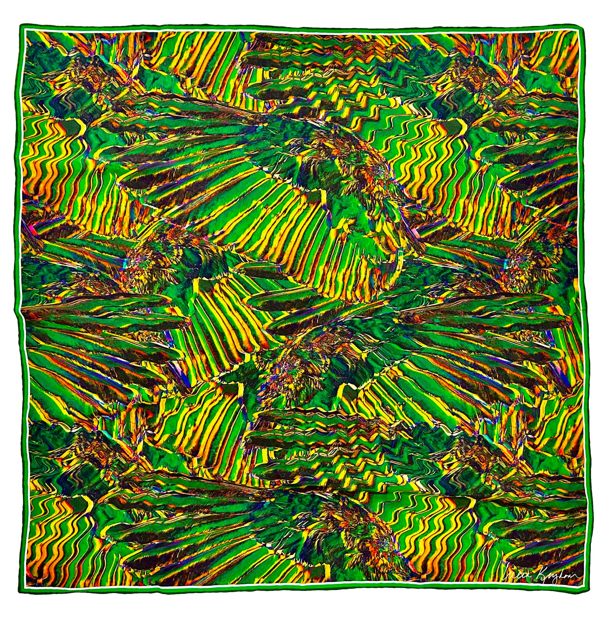 tropical pigeon wing silk scarf