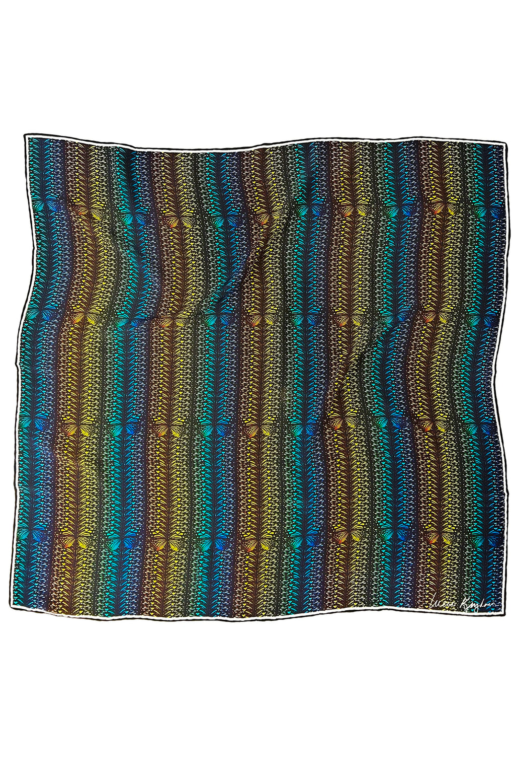 rainbow flutter stripe silk scarf