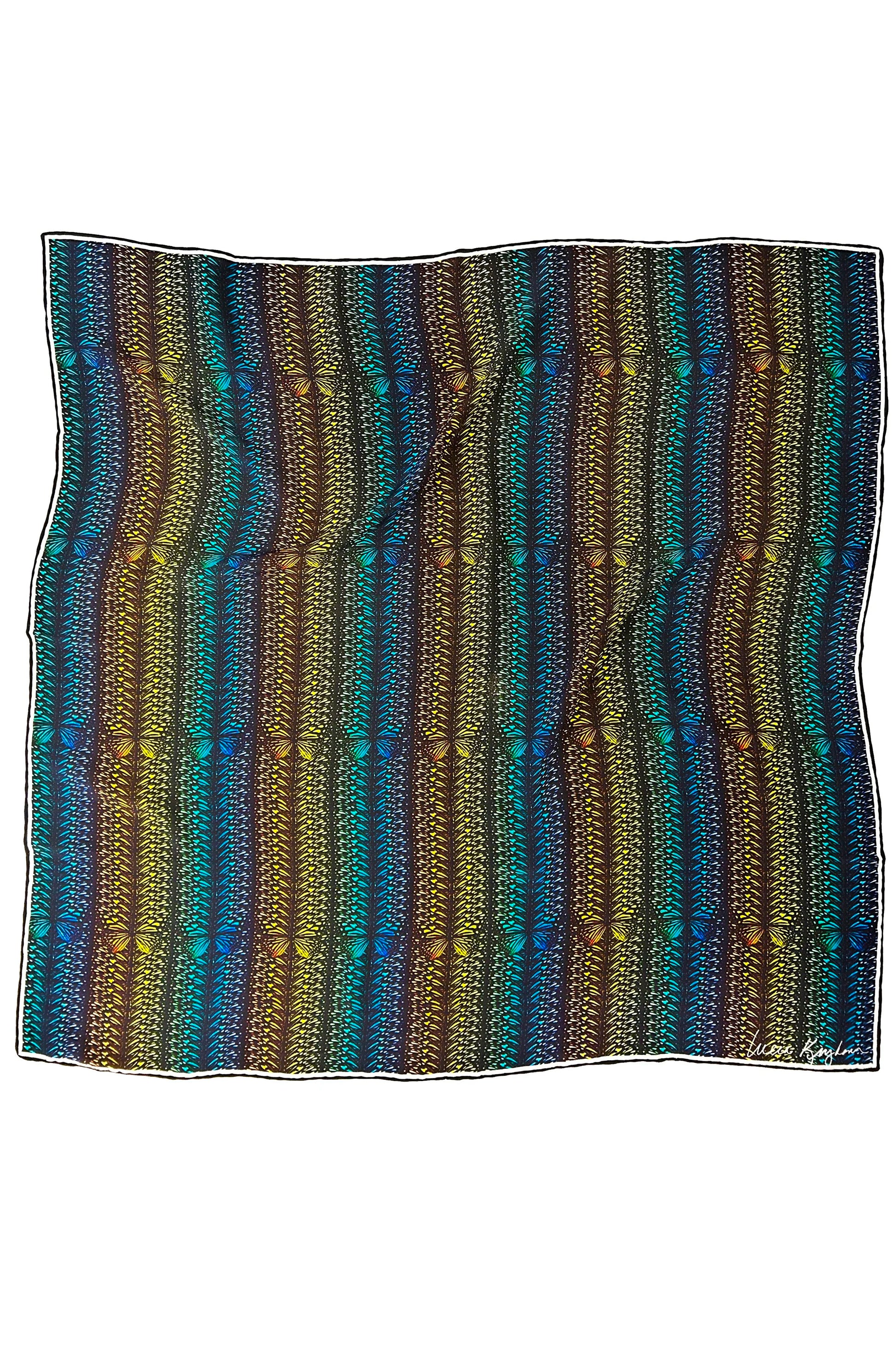 rainbow flutter stripe silk scarf