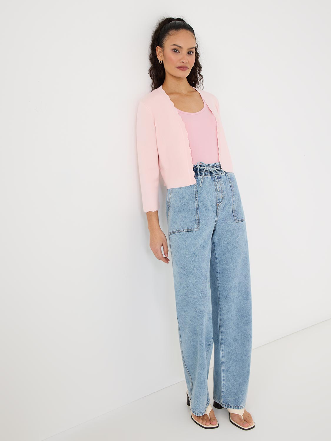 Cardigan boléro avec détails festonnés