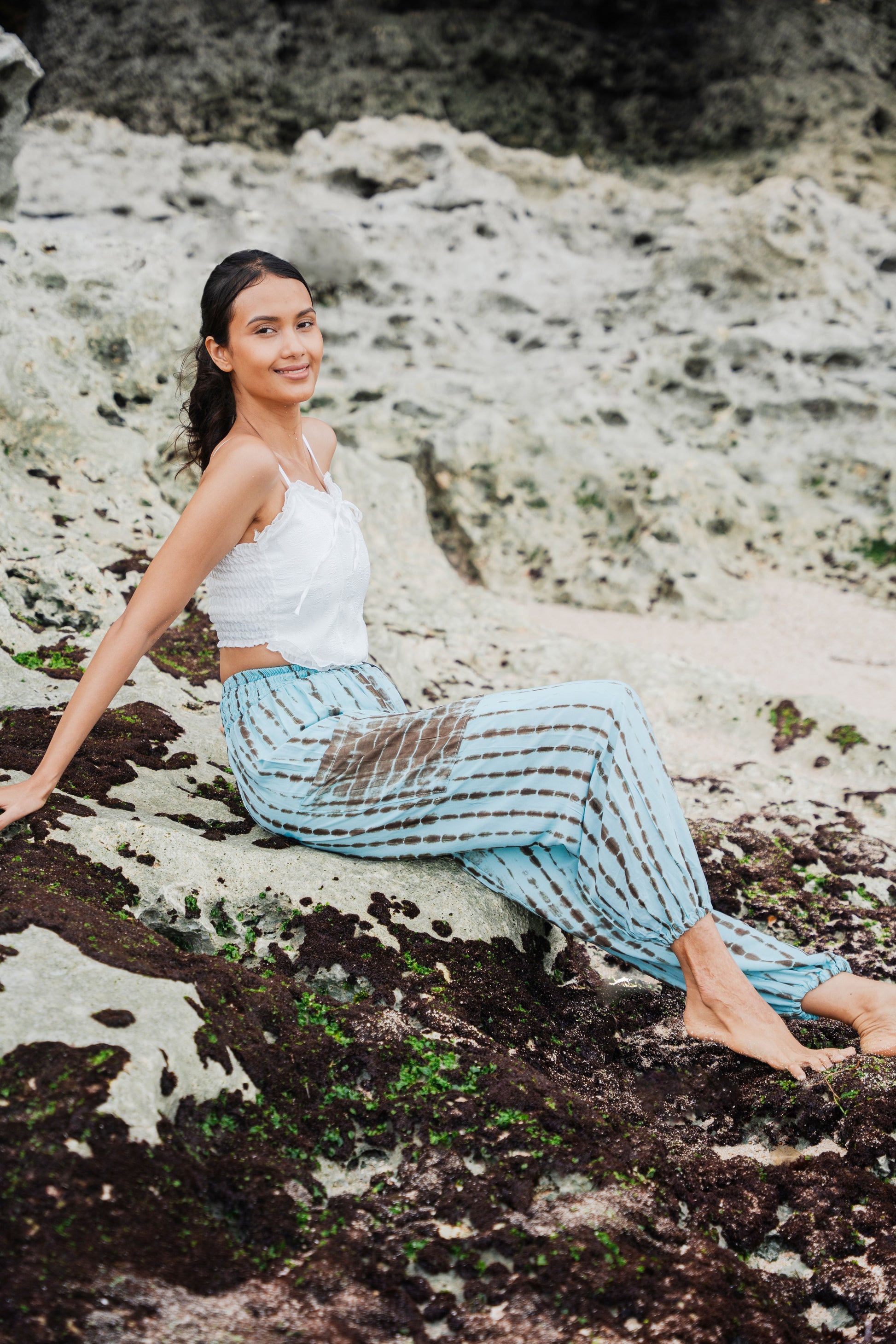 Simple Bone Tie Dye Bali Pants - Mint