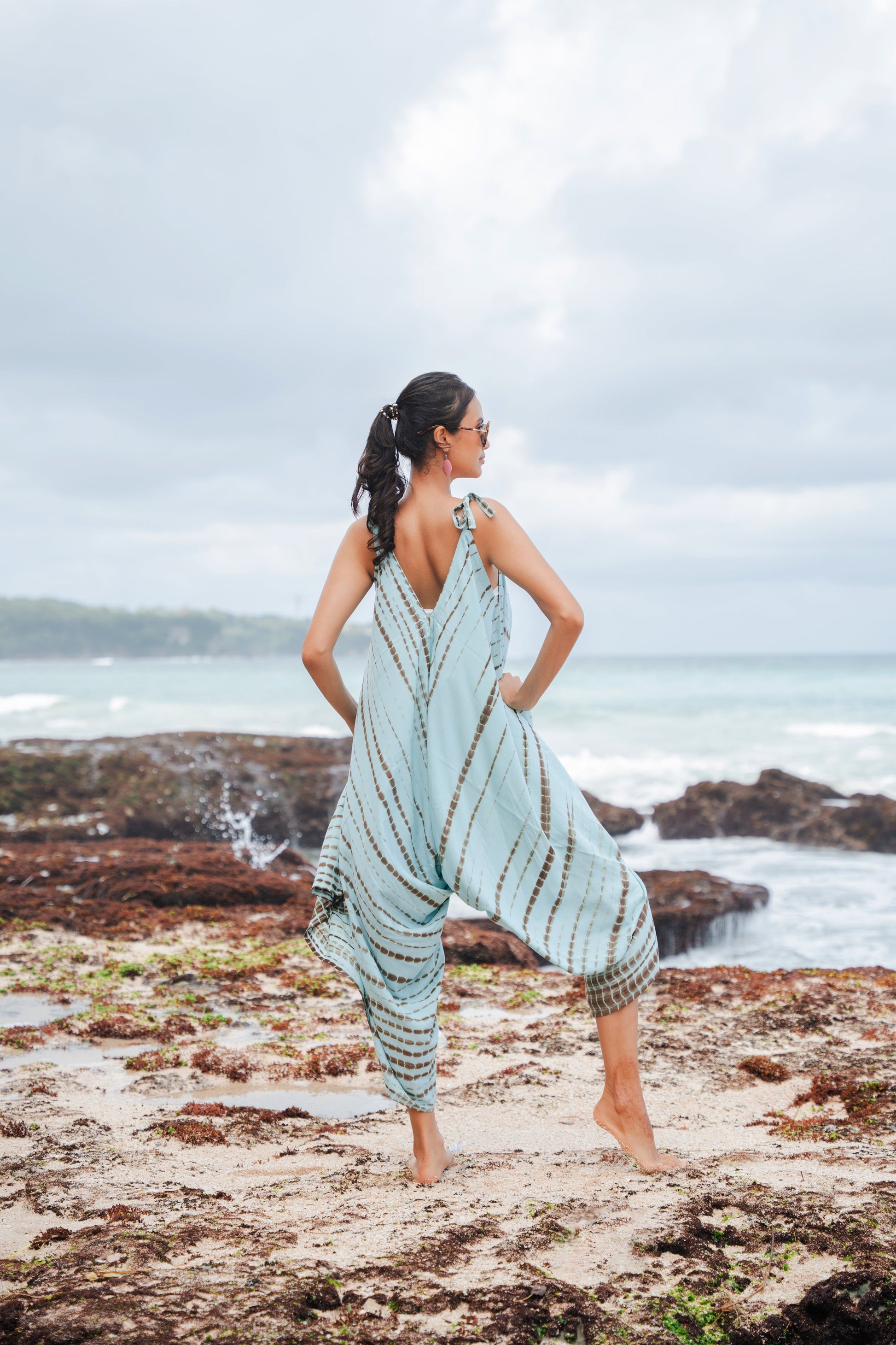 Simple Bone Tie Dye Romper - Mint