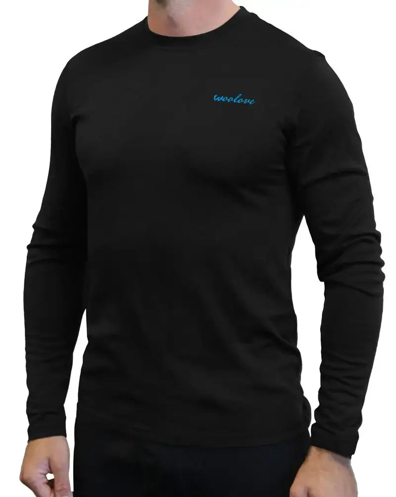 T-shirt homme à manches longues et col rond 100 % laine mérinos, 190 g/m² 
