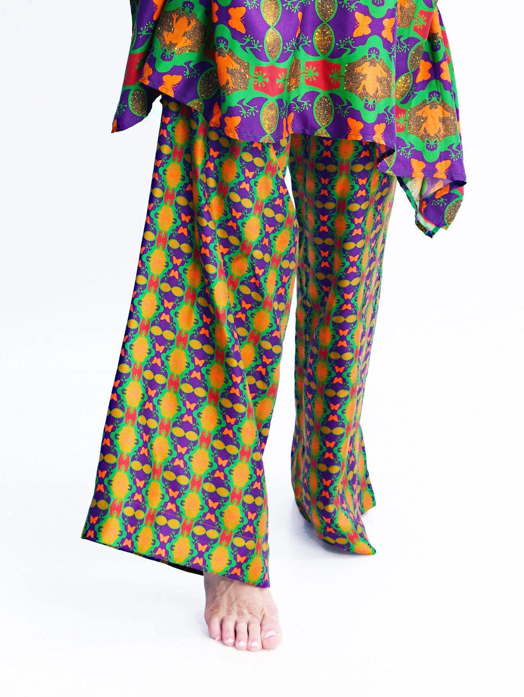 pantalon en soie dorée lézard lounge 