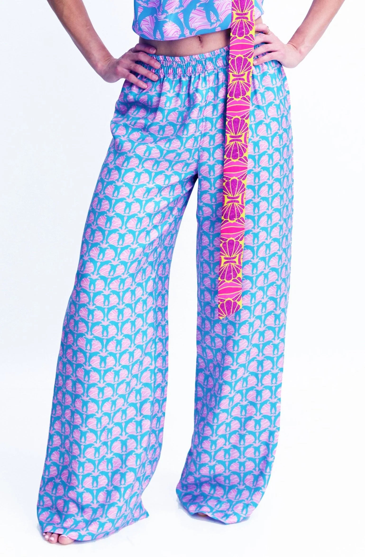 pantalon en soie saphir disco dolphin