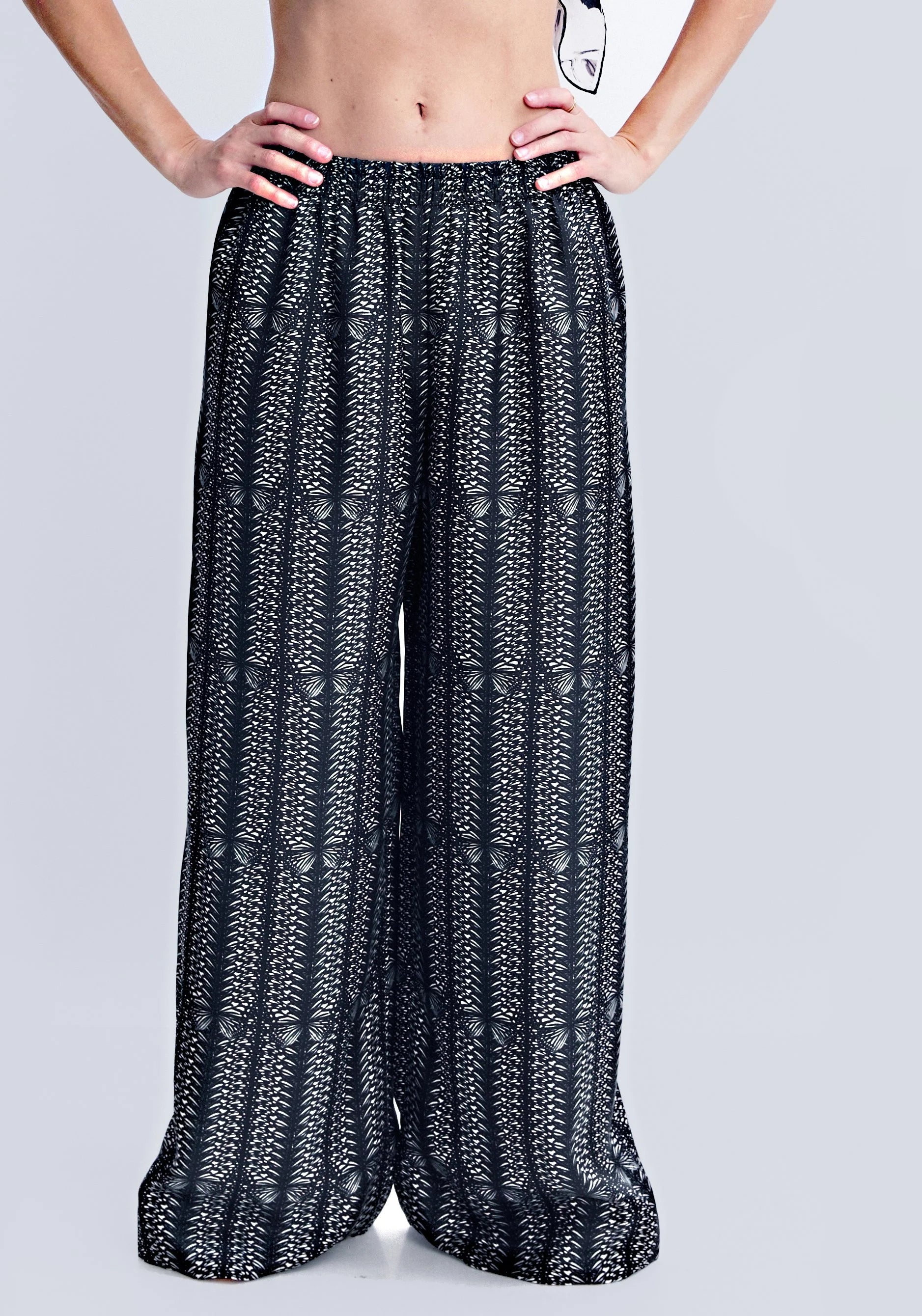 b&w flutter stripe silk pants