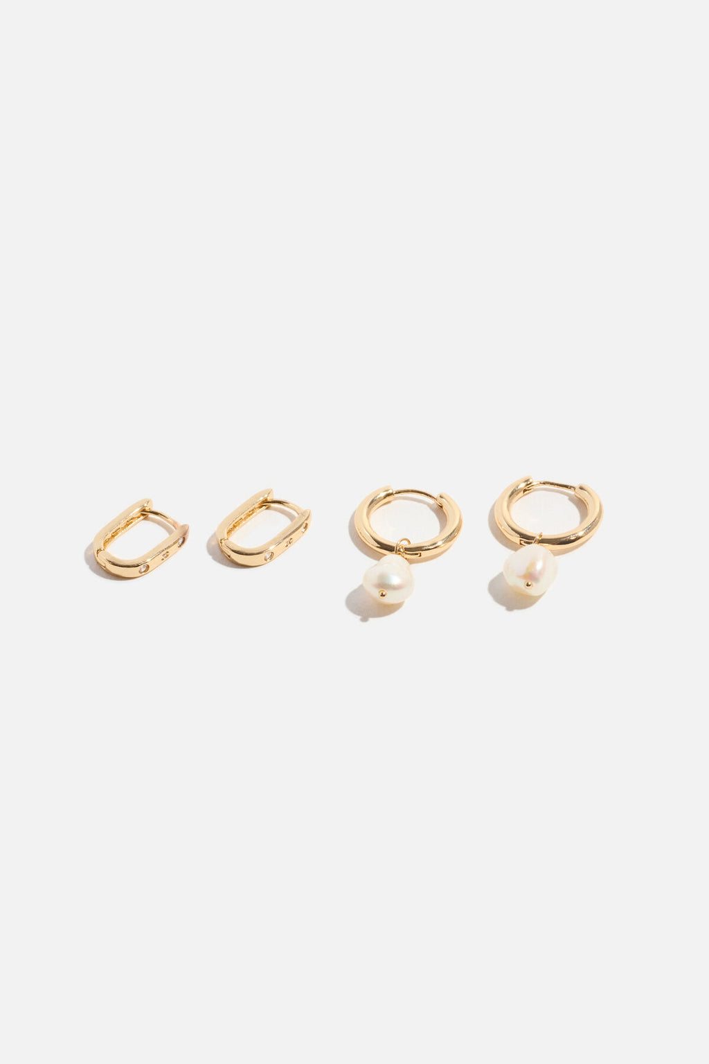 Lot de 2 boucles d'oreilles créoles avec pierres précieuses et perles